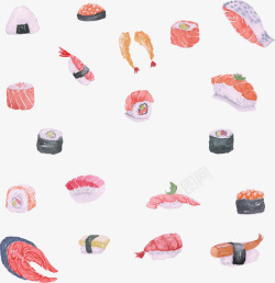 手绘风美味日本寿司矢量图素材