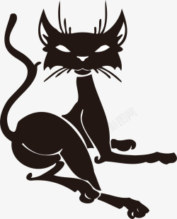 宠物背影手绘卡通家养黑猫矢量图图标高清图片
