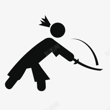 挥刀的日本武士图标图标