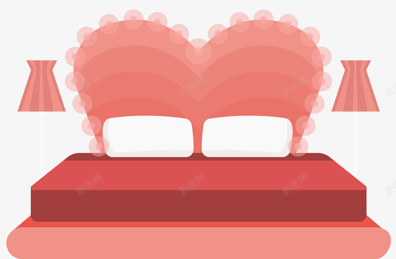 粉红色卡通家庭床png免抠素材_新图网 https://ixintu.com 卡通家庭床 少女风格 床铺 扁平风格 手绘 粉红色