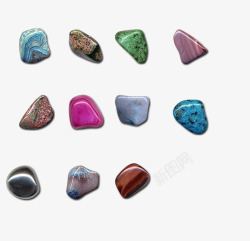 花石鹅卵石彩色的石头合集高清图片