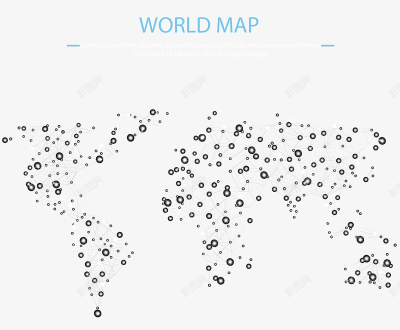 蓝色光点连线世界地图png免抠素材_新图网 https://ixintu.com ai 世界地图 光点 地图 蓝色 连接