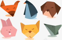 狐狸折纸折纸动物矢量图高清图片