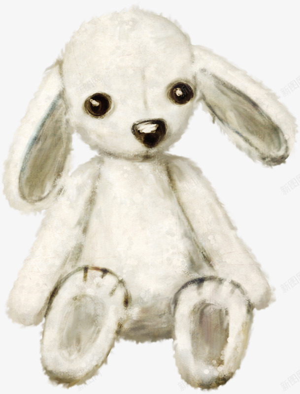 卡通手绘白色小白兔png免抠素材_新图网 https://ixintu.com 动物 毛绒玩具 白色兔子