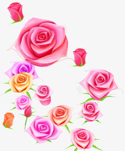 手绘粉红色玫瑰花束素材