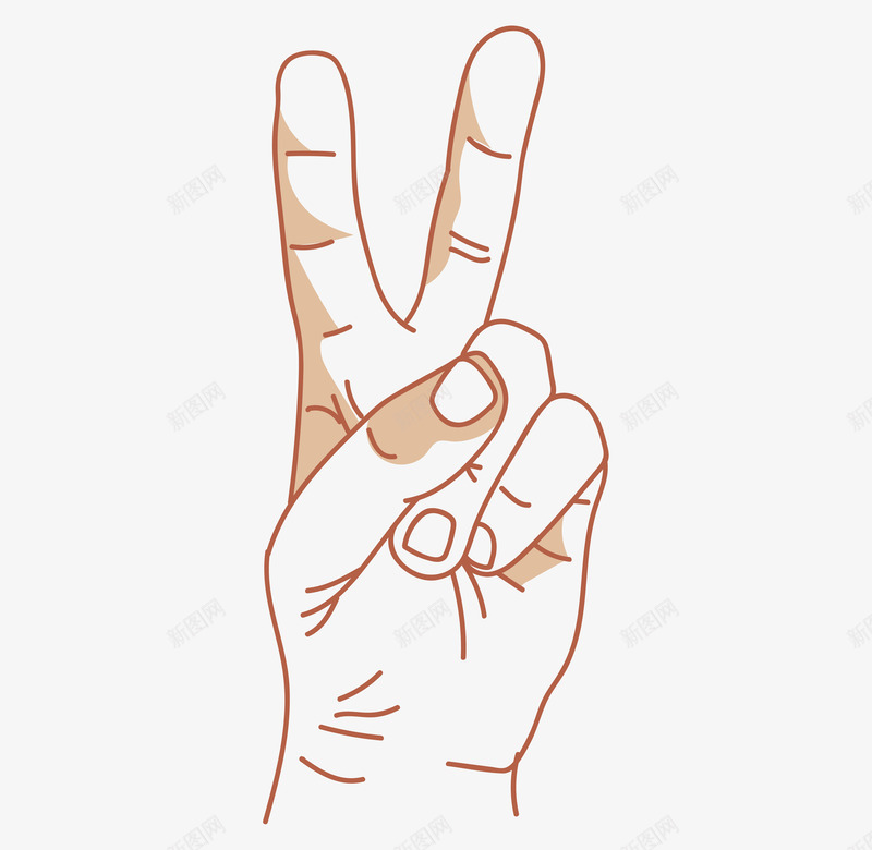 伸出两根手指的人手图png免抠素材_新图网 https://ixintu.com 人物 伸出手指 手势 手指 手绘图 水墨 简图