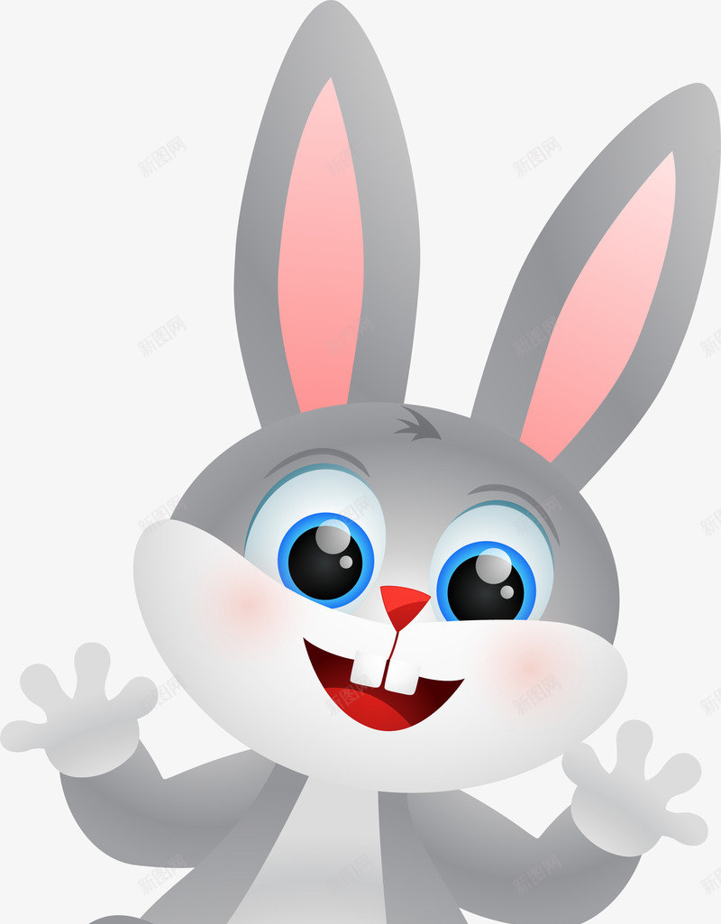 手绘灰色兔子png免抠素材_新图网 https://ixintu.com 兔子 可爱 呆萌 小清新 手绘 灰色 简约 耳朵