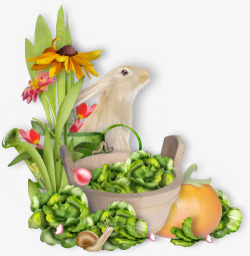 蔬菜兔子边框素材