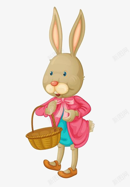 卡通兔子png免抠素材_新图网 https://ixintu.com 免扣兔子 卡通兔子素材 篮子 粉色
