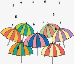 彩色条纹雨伞素材