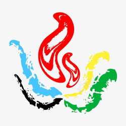 五彩水滴流线型手绘五色运动会标志高清图片