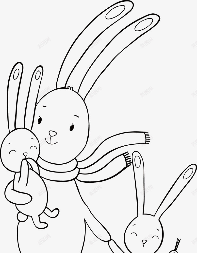 卡通动物矢量图图标ai_新图网 https://ixintu.com 兔子 动物漫画 卡通动物 卡通手绘 拥抱 绘画 矢量图