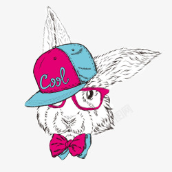 小兔子帽子卡通手绘彩绘戴帽子的小兔子矢量图高清图片