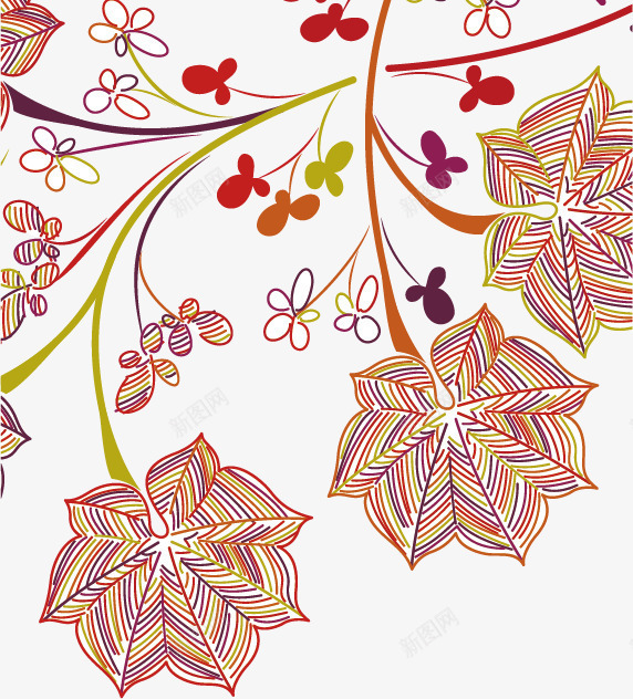 花纹png免抠素材_新图网 https://ixintu.com 手绘 枫叶 植物 线条 背景底纹 花纹