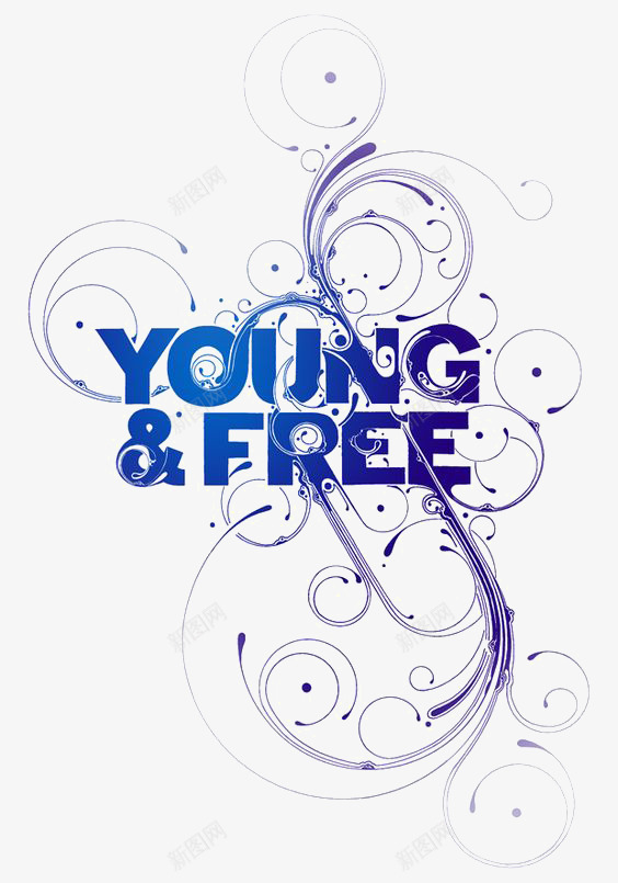 年轻自由png免抠素材_新图网 https://ixintu.com FREE YOUNG 创意英文艺术字 年轻 文字排版 深蓝色 自由 花纹 英文字体设计 英文字装饰 通用英文艺术字