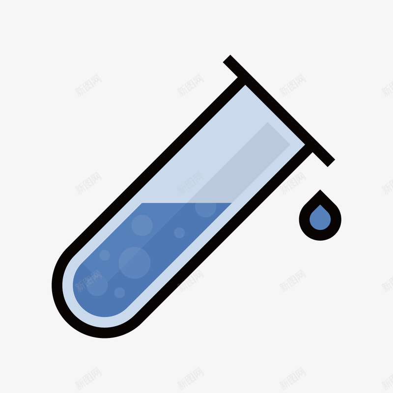 蓝色试管png免抠素材_新图网 https://ixintu.com 化学 反应 手绘 水滴 玻璃 蓝色 试管 试管模型 质感