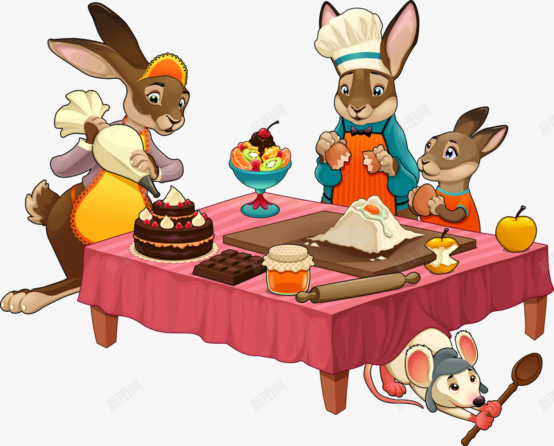 兔子做饭png免抠素材_新图网 https://ixintu.com 动物 幼稚园 桌子 装饰