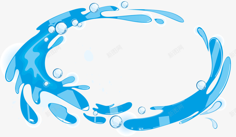 蓝色环状水滴png免抠素材_新图网 https://ixintu.com 动感水滴 水滴 水珠 环状素材 蓝色