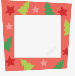 星星圣诞树花纹相框素材