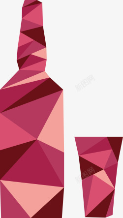 红酒瓶手绘卡通色彩块红酒装饰矢量图高清图片