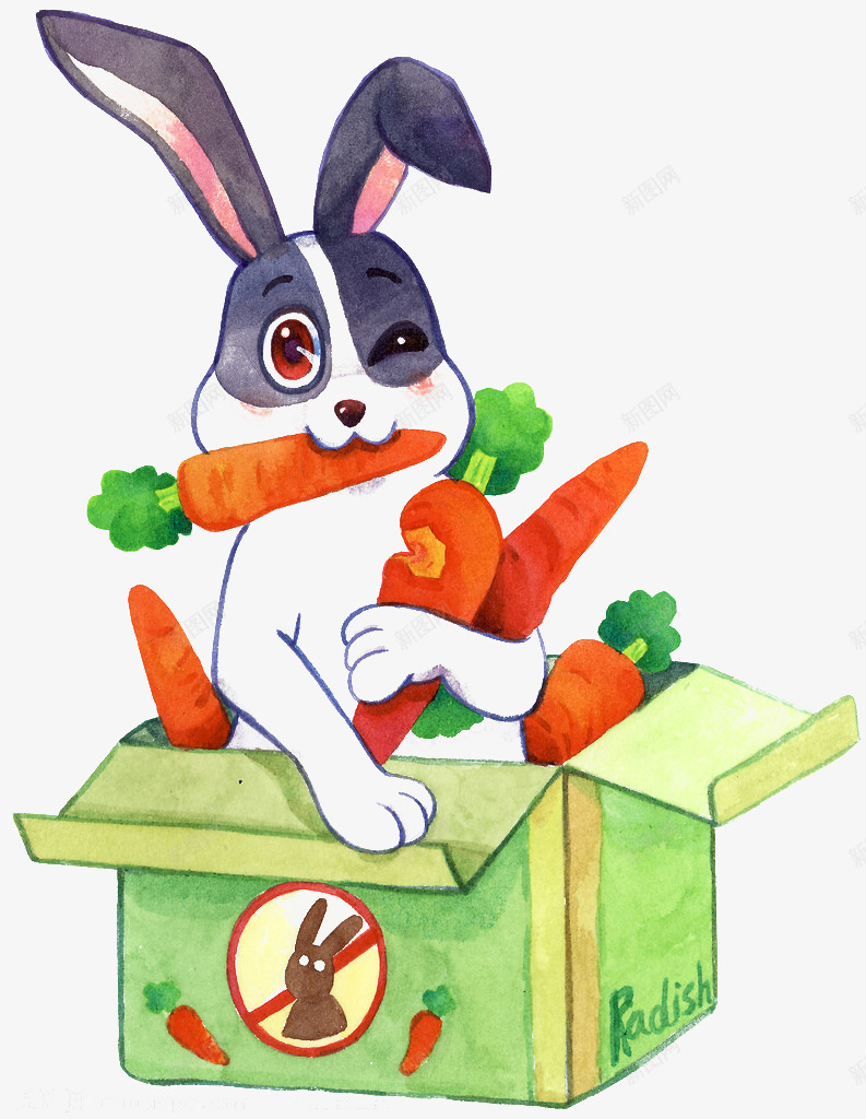 儿童画小兔子png免抠素材_新图网 https://ixintu.com 儿童画 可爱卡通插图 小兔子 手绘