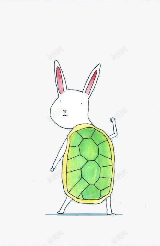 一只龟兔合体png免抠素材_新图网 https://ixintu.com 乌龟 兔子 手绘 蜡笔 龟壳