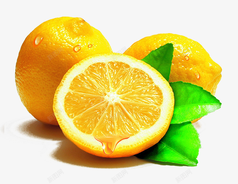 颜色鲜艳的柠檬png免抠素材_新图网 https://ixintu.com 切开的柠檬 新鲜水果 有水滴的果子 颜色鲜艳的柠檬