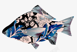 线条海鱼喷绘卡通鱼高清图片