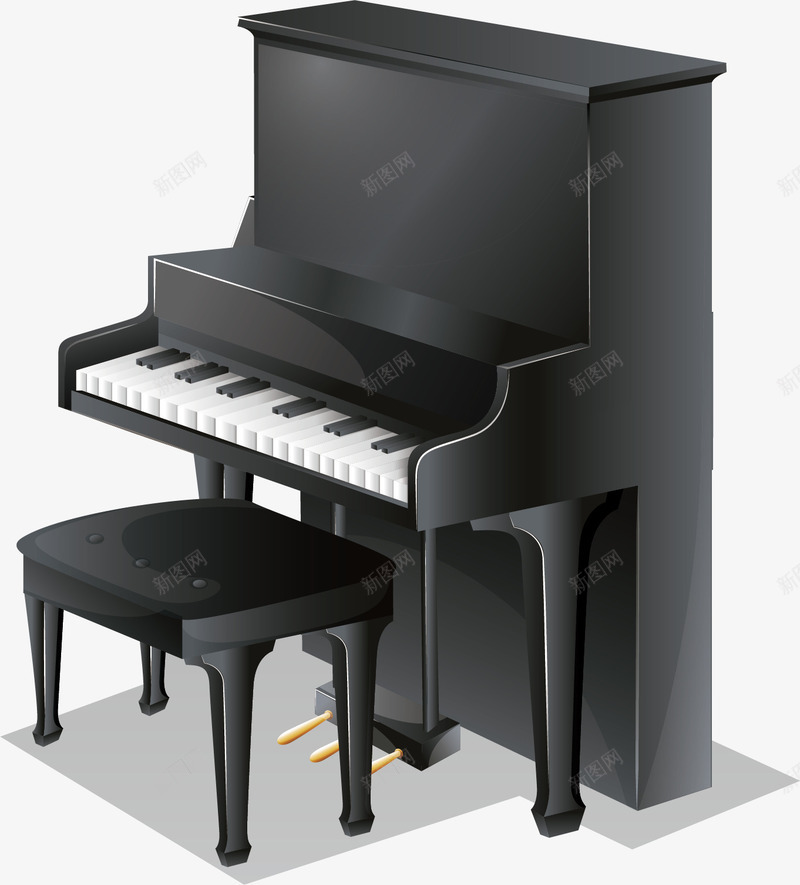 钢琴音乐乐器矢量图ai免抠素材_新图网 https://ixintu.com 乐器 产品实物 艺术 钢琴 音乐 黑色 矢量图