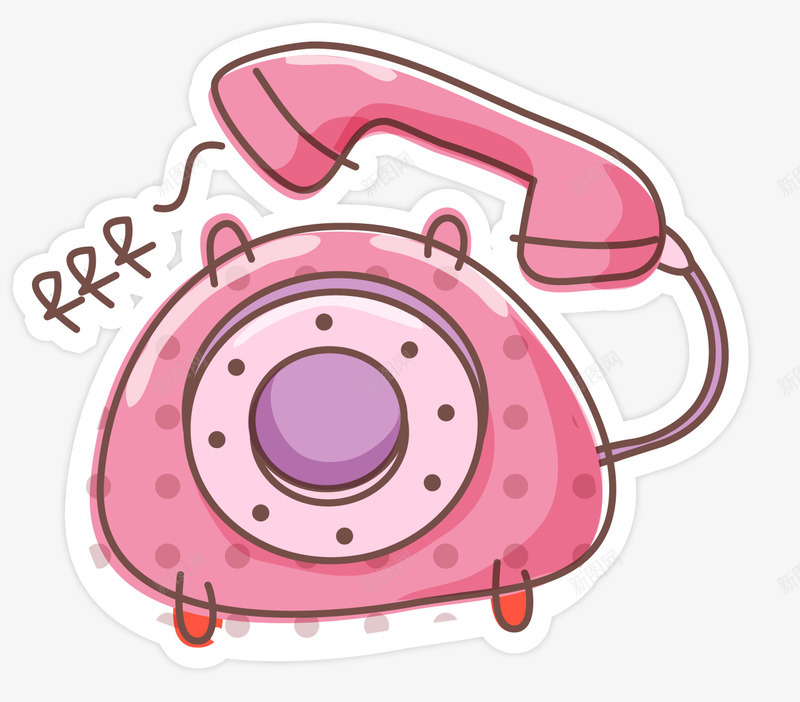 粉红色卡通电话png免抠素材_新图网 https://ixintu.com 卡通手绘 家用设备 手绘电话机 电话 粉红色