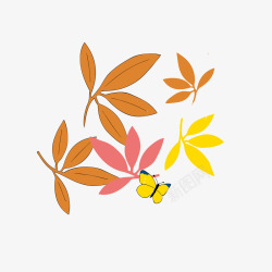 叶子花卉装饰秋日枫叶清新风格高清图片