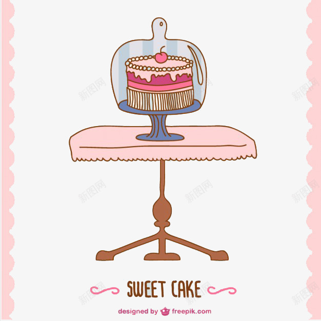 桌子上的蛋糕png免抠素材_新图网 https://ixintu.com 桌子 玻璃罩子 粉红 罩子 蛋糕