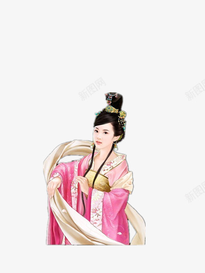 古风粉红丝带女子png免抠素材_新图网 https://ixintu.com 丝带 古风 女子 粉红