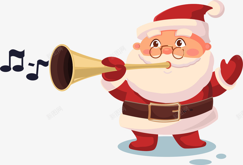 卡通吹喇叭的圣诞老人png免抠素材_新图网 https://ixintu.com 喇叭 圣诞帽 圣诞老人 圣诞节 红色 节日 音乐