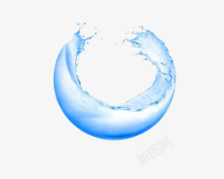 水质现代蓝色半圆弧水滴泼洒效果高清图片
