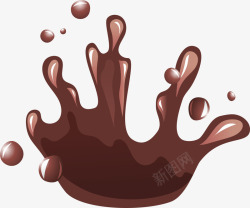 手绘棕色巧克力水滴素材