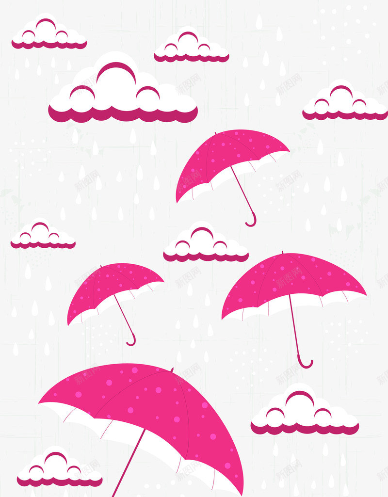 云雨装饰png免抠素材_新图网 https://ixintu.com 伞 气象背景 粉红色背景 粉红色装饰 雨云天气
