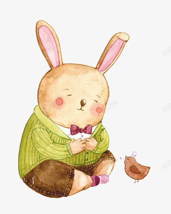 水彩卡通动物兔子png免抠素材_新图网 https://ixintu.com 兔子 动物 卡通 可爱 彩色 手绘 水彩 装饰