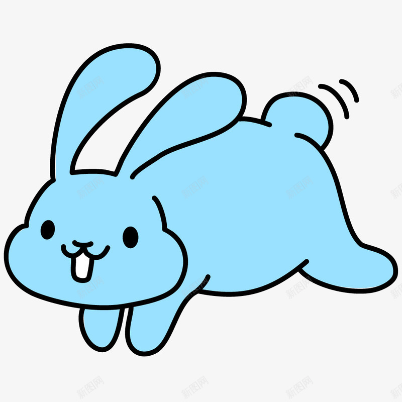 奔跑的兔子png免抠素材_新图网 https://ixintu.com 一只 兔子 兔子嘴巴 卡通 可爱 手绘 牙齿 白色 蓝色