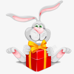 抱礼盒抱礼盒的长耳兔子矢量图高清图片