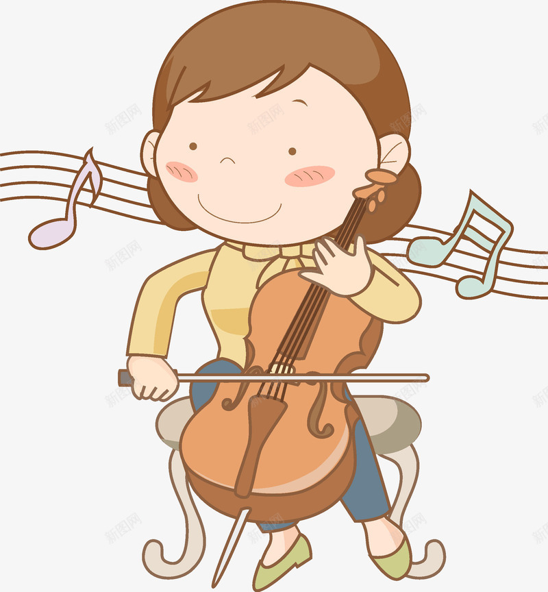 拉着大提琴的女子png免抠素材_新图网 https://ixintu.com 乐器 大提琴 弯曲 拉琴 拉琴的女孩 波浪 线条 线谱 音乐 音乐会 音乐波浪