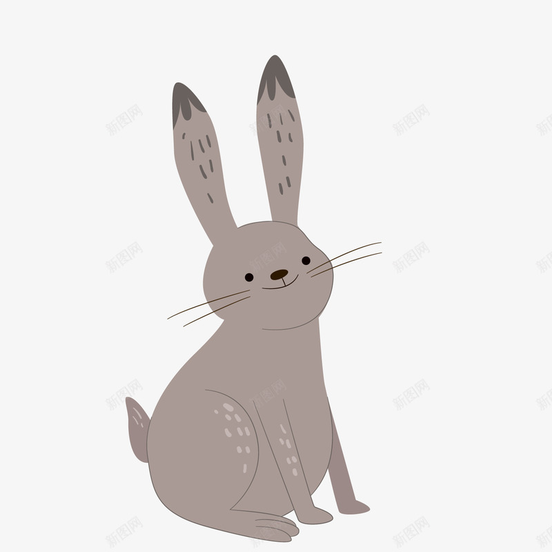 卡通灰色小兔子png免抠素材_新图网 https://ixintu.com 卡通兔子 卡通动物 小灰兔 灰色兔子 背景装饰