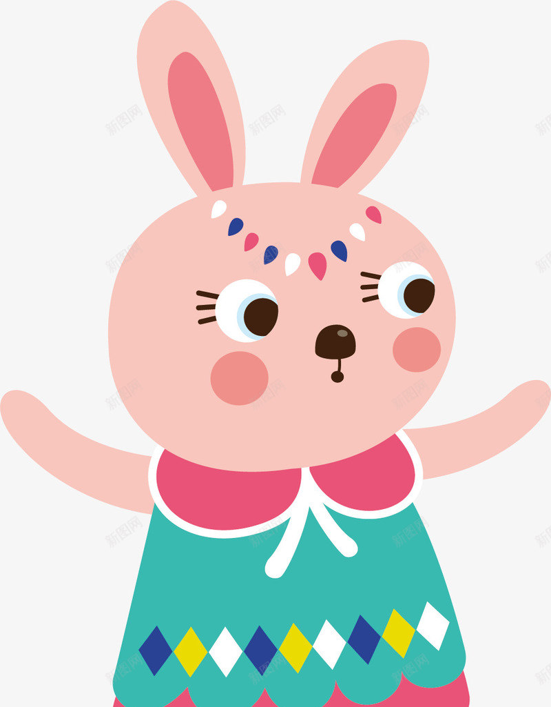 可爱的小兔子矢量图ai免抠素材_新图网 https://ixintu.com 兔子 创意 动物 可爱 呆萌 宠物 惊讶 粉色 矢量图