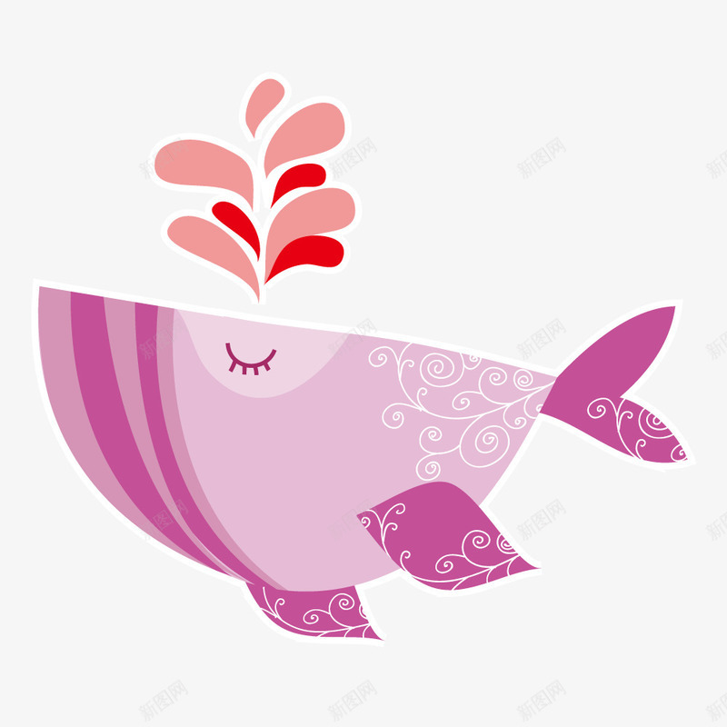 创意手绘紫色可爱鲸鱼矢量图ai免抠素材_新图网 https://ixintu.com 创意 可爱 手绘 海洋动物 简约 粉红色鲸鱼 紫色 鲸鱼 矢量图