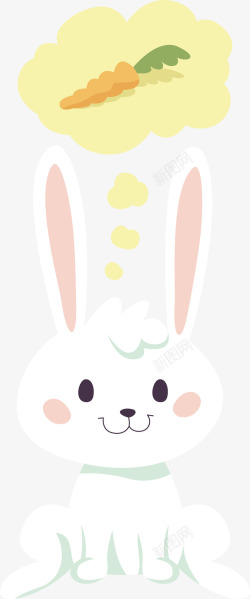 白色兔子胡萝卜素材