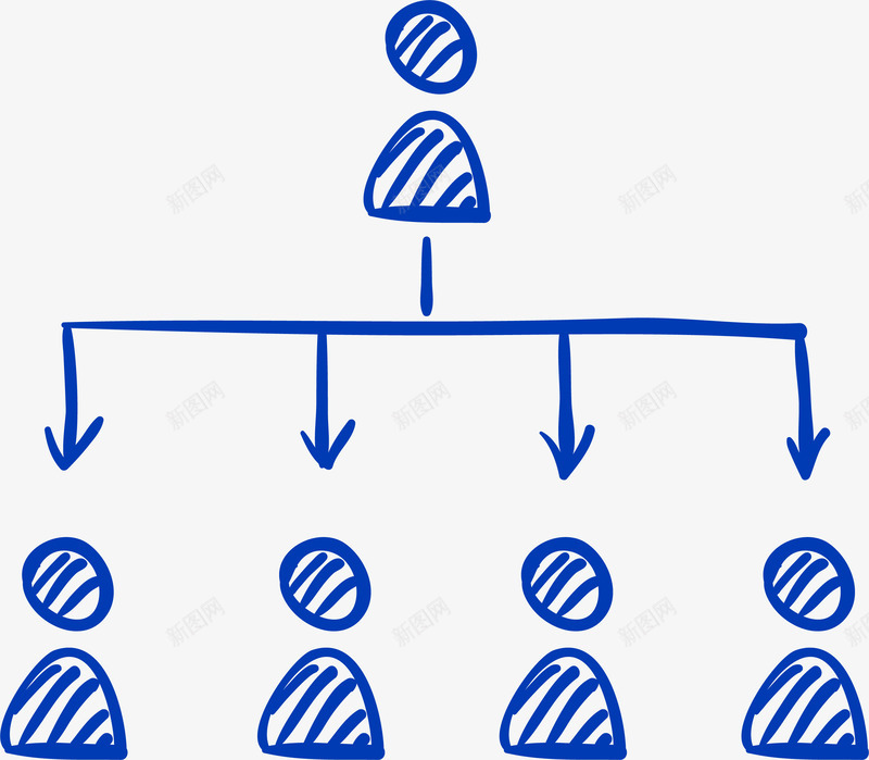 蓝色手绘等级分化png免抠素材_新图网 https://ixintu.com 分层 卡通手绘 商务涂鸦 矢量图案 等级分化 蓝色