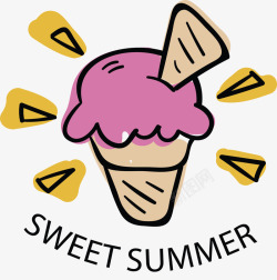 粉红冰激凌甜蜜夏天粉红冰激凌矢量图高清图片