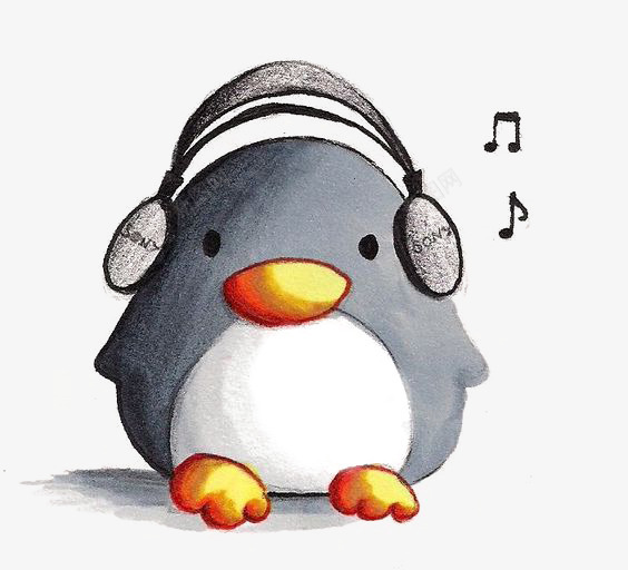 手绘企鹅png免抠素材_新图网 https://ixintu.com 企鹅免扣元素 企鹅插画 南极企鹅 卡通企鹅 音乐耳机