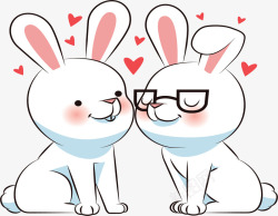 情侣兔子可爱甜蜜兔子情侣矢量图高清图片