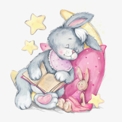 妈妈讲故事书兔妈妈给小兔子讲故事高清图片